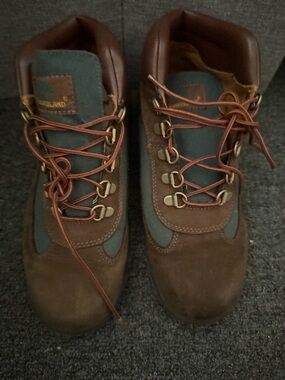 Timberland Brown and Green Leather Outdoor Boots